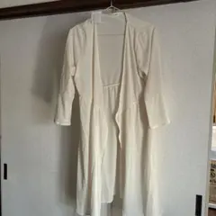 アイボリー 五分袖 カーディガン ボタン付きアルファベットアルファベッツ