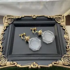 レトロ　アンティーク　ビンテージ　八角形　イヤリング　素敵なデザイン