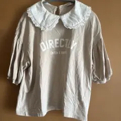 コルザ・COLZA 襟付きTシャツ ベージュ ロゴプリント サイズL大きめサイズ