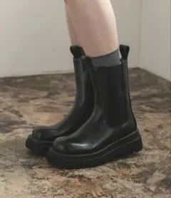 新品✨レディース ブーツ サイドゴア ミドルブーツ 厚底 美脚 24.5㎝