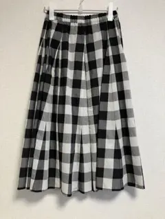 デッサン　Dessin フレアスカート ブロックチェック　M