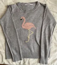 ニット　セーター　フラミンゴ