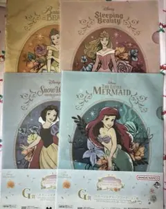 ディズニープリンセス一番くじ　クリアファイル　４種類セット