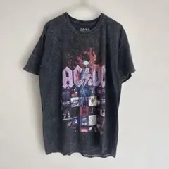 AC DC プリント フェード バンドTシャツ