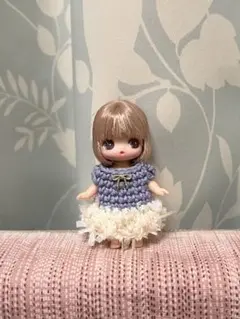 ぷちリカちゃん用アウトフィット（ブルーストライプ） ハンドメイド