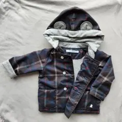 ★値下げ★ファミリア チェック柄 フード付きアウター 70