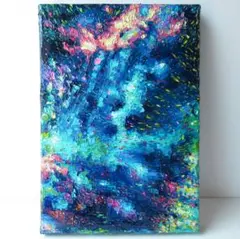 F0号】【油彩】untitled 蝶 シルバー 青と緑の抽象油彩画 - メルカリ