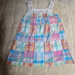 カラフルチェック柄ノースリーブワンピース