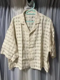 studio CLIP アソートチェック開襟シャツ ベージュ