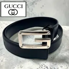 《美品》GUCCI グッチ レザーベルト Gバックル ブラックのサムネイル