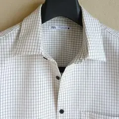 ザラ【匿名発送】ZARAメンズ長袖ビッグシルエットシャツ 白/黒グラフチェック