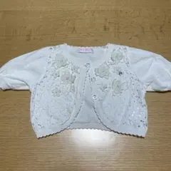 mezzo piano 花柄刺繍 半袖カーディガン110〜120