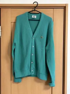 80s 90s IZOD Lacoste ターコイズ カーディガン M ラコステ