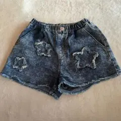 デニム 星型ダメージ ハーフパンツ 150