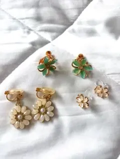 花モチーフ イヤリング 3点セット