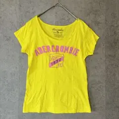 アバクロンビー&フィッチ Tシャツ イエロー 半袖 ロゴ L