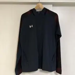 Under Armour フルジップフードジャケット L 黒・赤(オレンジ寄り)