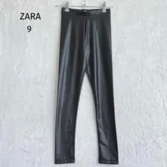 ザラ| フェイクレザーパンツ【9】タイト モード インナー ウエストゴム 黒