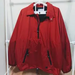 Champion LLサイズ ハーフジップ アノラック レッドナイロンアウター
