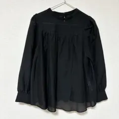 anatelier ブラウス　スタンドカラー　フラワーモチーフ　ブラック　上品のサムネイル