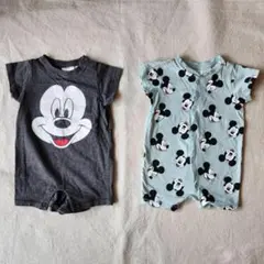 H&M ミッキーマウスロンパース 2点セット コットン 60サイズ