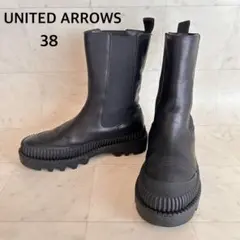 UNITED ARROWS サイドゴアブーツ　38 黒　厚底　レザー