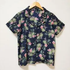 【Avail】SUREVE◆開襟シャツ アロハシャツ 紺色 花柄 レディース М