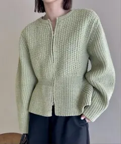 mystic メランジペプラムカーディガン