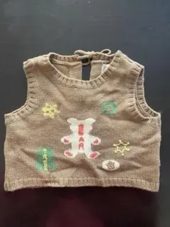 最終値下げ。可愛い！ブラウンキャラクター　ベビーベスト　80サイズ