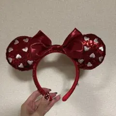 ディズニー 赤いハート スパンコール カチューシャ
