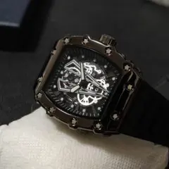 t*n様 リシャール・ミルオマージュ トノー メタリックブラック 黒文字