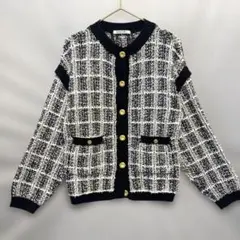 SNIDEL ツイードカーディガン ゴールドボタン　白黒