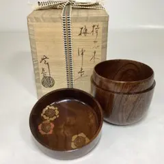 C063 竹彫刻 桶形 盃洗 一対 共箱 美品 - メルカリ