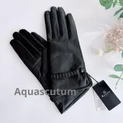 新品タグ付 アクアスキュータム 手袋 羊革 ラムレザー 21センチ 黒色