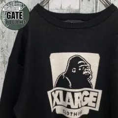 エクストララージ　ビッグロゴ ニット セーター 黒色　LARGEのサムネイル