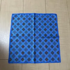 メンズ ポケットチーフ ブルー 小紋柄