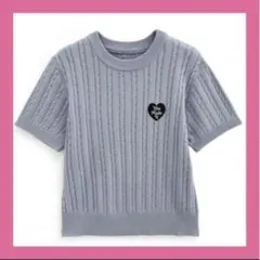 【ホビ垢】GRL トップス 半袖ニット ブルー Mサイズ 美品