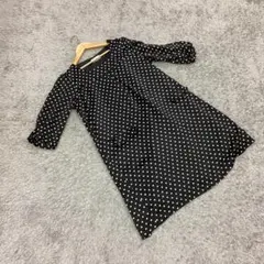 ✨Amical✨（株）スクロール♡ドット柄七分袖膝下丈ワンピース♡白黒(17AR