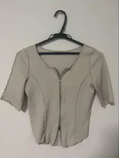 STUDIOUS Half Sleeve Zip Up Rib Topのサムネイル