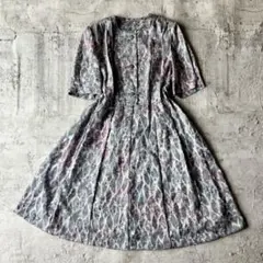 vintage レトロ 半袖ワンピース ガーリー 昭和 花柄 フェミニン 総柄