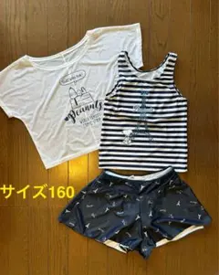 スヌーピー柄 子供用水着セット サイズ160 セパレート　ボーダー