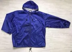 90s NIKE ナイキ 銀タグ ナイロン ジャケット L 刺繍ロゴ ブルー 青
