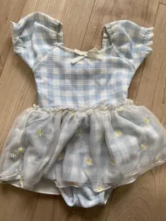 女の子用ワンピース水着 水色チェック