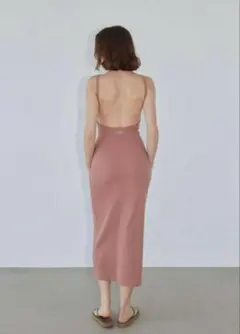 ALEXIASTAM ウェルネスオープンバックリブロングドレス