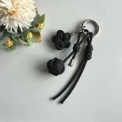 パラコード　キーホルダー　キーリング　ブラック