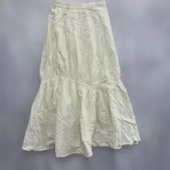 LOWRYS FARM ロングスカート ティアード フレア アイボリー Fサイズ