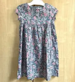 ペアマノン　花柄ワンピース　青　ピンク　90サイズのサムネイル