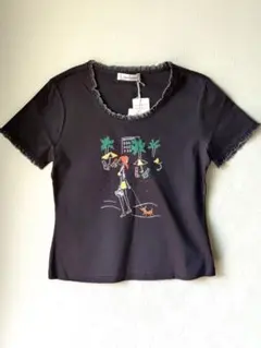 GALLERY VISCONTI プリントTシャツ（黒色） サイズ2 未使用
