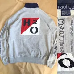 90s NAUTICA スウェット L ハーフジップ H2O グレー ノーティカ