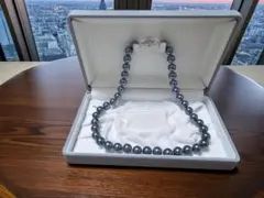 大人気 黒真珠 ブラックパールネックレス 最高級貝パールのサムネイル